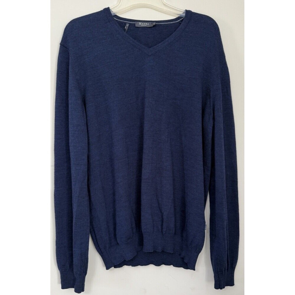 Maerz Muenchen Dark Blue 100% Virgin Wool Sweater Men’s Preppy Old Money Sz 52